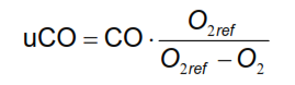 formule de calcul de uCO monoxyde de carbone non dilué